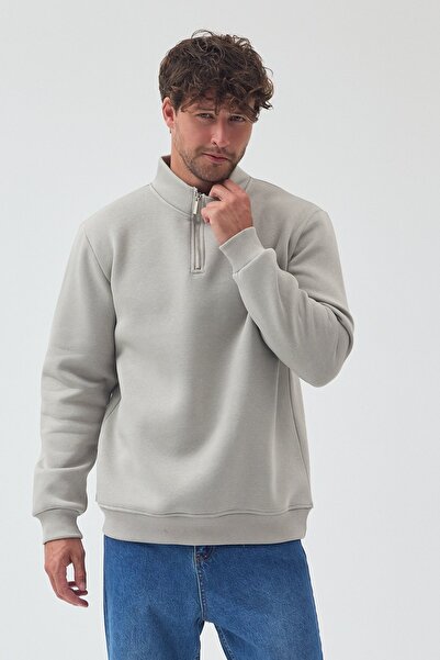 SEDİRLİ سويت شيرت للجنسين كبير الحجم مصنوع من القطن مع بطانة من الصوف وسحاب ن...