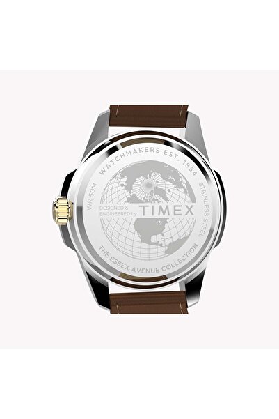 Timex Essex Day and Date 45mm Leather Strap Watch