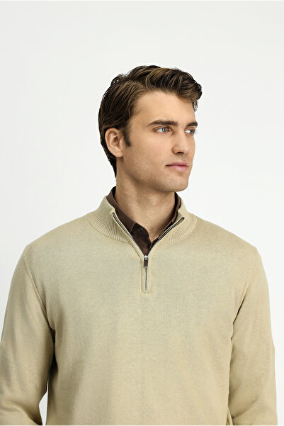 Kiğılı Half Turtleneck Regular Fit Zippered Cashmere Sweater