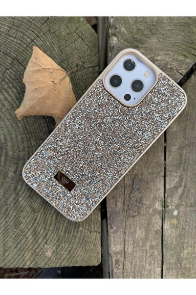 madamcase İPHONE 15 GOLD RENK SWARKİ DİAMOND TAŞLI TELEFON KILIFI