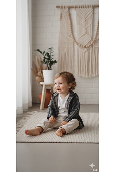 favorimkids Striped Cotton Hooded Sweatshirt Top and Bottom Set Baby Kids -2-