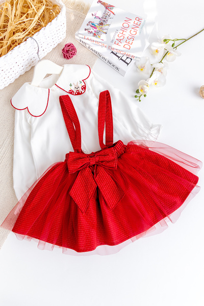 Babymod Girl's Dress Salopet Special Rose Dress Red