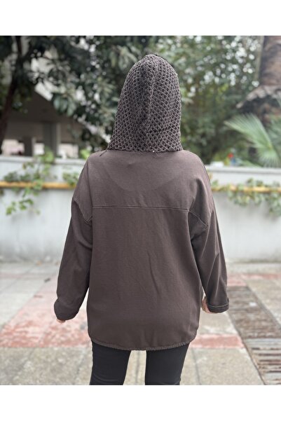 DenizEge Яке с детайли от марля, цвят кафе