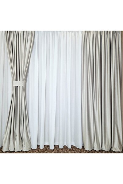 Mastel Perdea triplu voal alb model CAS confectionata cu rejansa