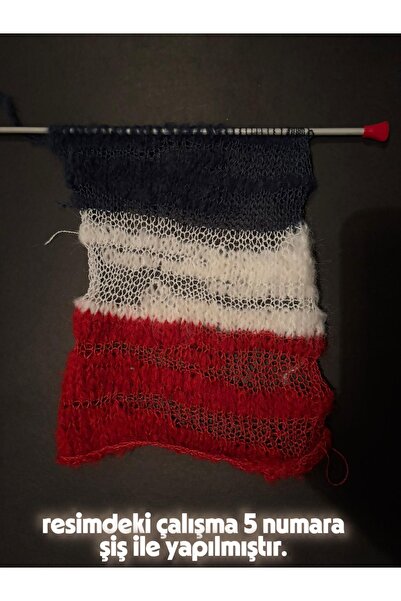 Ana&Kuzusu İplik Kırmızı fılamlı (incelip kalınlaşan) moher örgü ip