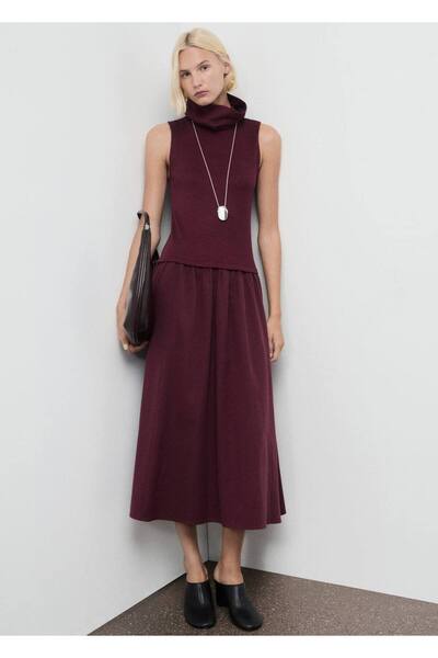MANGO Woman Huni yaka elbise