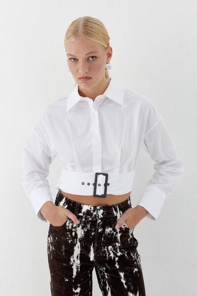 MARKALİSTE Belt Detailed Shirt White