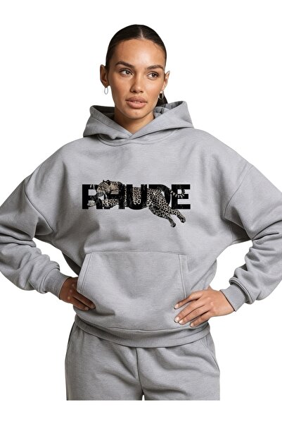 ArtYus سويت شيرت بقلنسوة كبير الحجم من القطن مطبوع عليه مخصص باللون الأسود من...