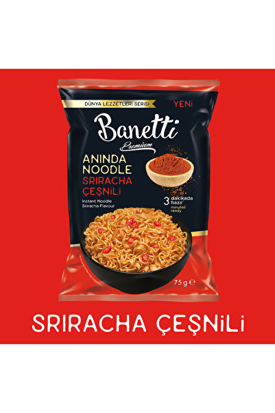 BANETTİ Premium Sriracha Çeşnili Noodle 75 gr 16 Adet