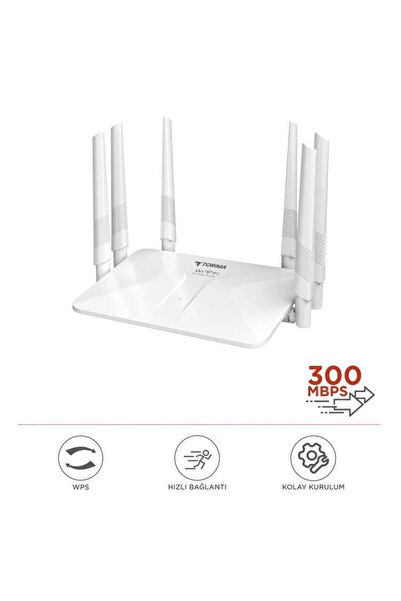Skygo Beyaz Kablosuz 300Mbps WiFi Router 6 Güçlü Anten Geniş Kapsama 2.4GHz 4 Portlu WR50Q