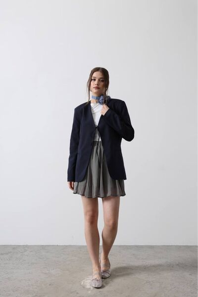 Byelmira Women's Tie-Front Jacket Navy Blue