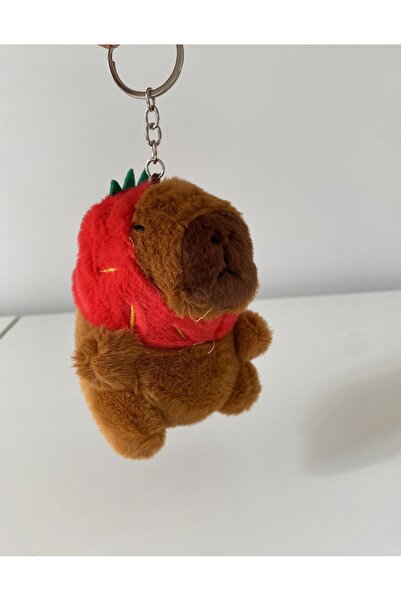 Ahves Sevimli Kahverengi Peluş Anahtarlık – Kırmızı Kapşonlu Oyuncak Figür