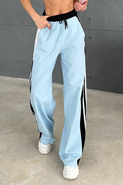 FashionForYou Τζιν φόρμα Morelos με κορδόνι στη μέση και χαλαρή εφαρμογή, Μπλε/Μαύρο