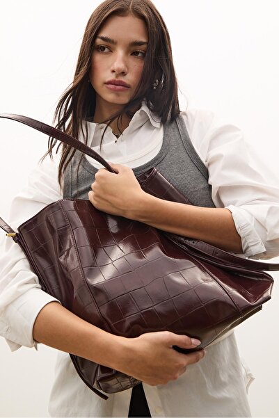 Stradivarius Mock croc bucket bag