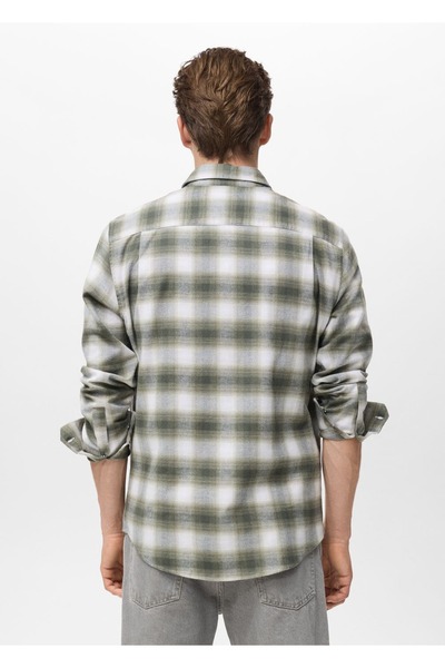 MANGO Man %100 pamuklu flanel kareli gömlek