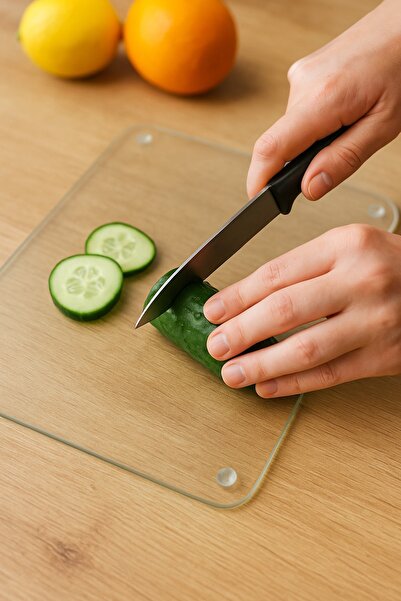 CONCEPT CAM Transparent Tempered Glass Cutting Board - Scratch Resistant, Heat Resistant, Shatter Resistant