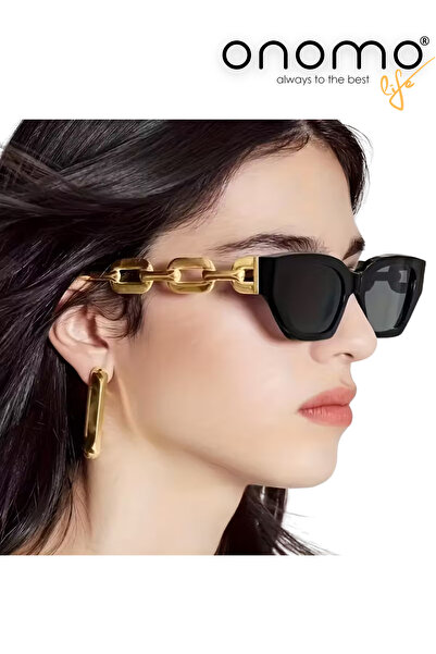 Onomo Life Women's Sunglasses Black with Gold Color Detail