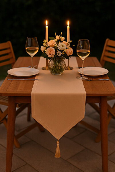 Limitless Luxury Linen Cream Runner Tablecloth Rustic Chic Tufted Decorative Table Cover 35X150 cm