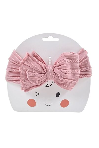 ANTBRO Bentita par pentru fete lata de culoare roz cu model reliefat si fundita dubla