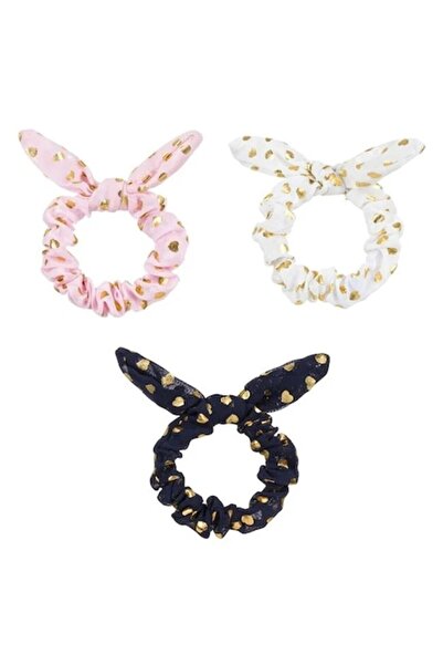 ANTBRO Set 3 elastice de păr pentru copii - roz, alb și albastru cu buline au...