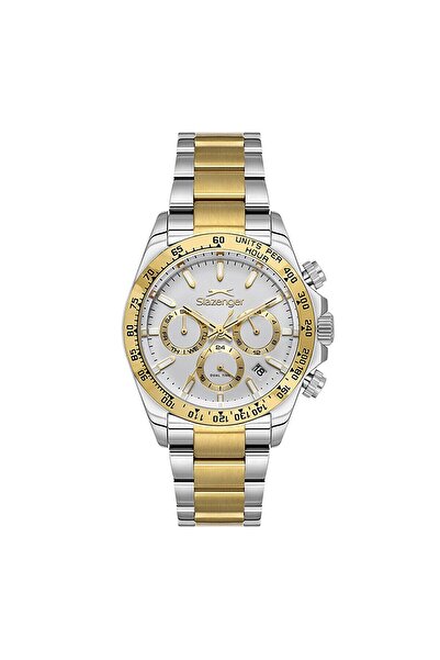 Slazenger Sl.09.2512.2.06 Men's Wristwatch – White Dial, Steel and Gold Color...