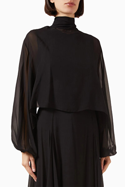 BOUGUESSA Chiara Luxury Silk Georgette Blouse, Bow Neck Detail