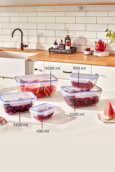 HSDemirci Rectangular 5-Piece Vacuum Sealed Air-Tight Storage Container Set with Gaskets
