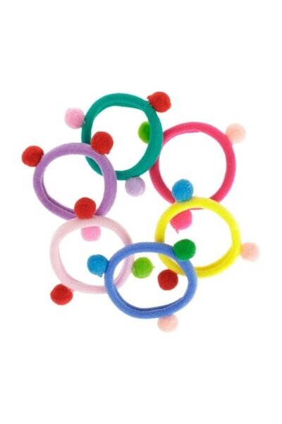 ANTBRO Set 6 elastice de păr pentru copii Antbro® multicolore cu pompoane mici