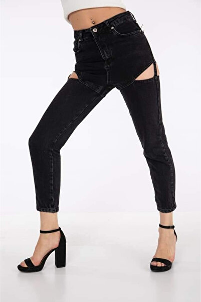 FashionForYou Blugi dama Celine cu decupaje negri