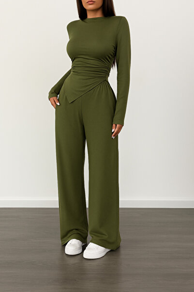 ELBEY Asimetrik Uzun Kollu Bluz Pantolon İkili Takım
