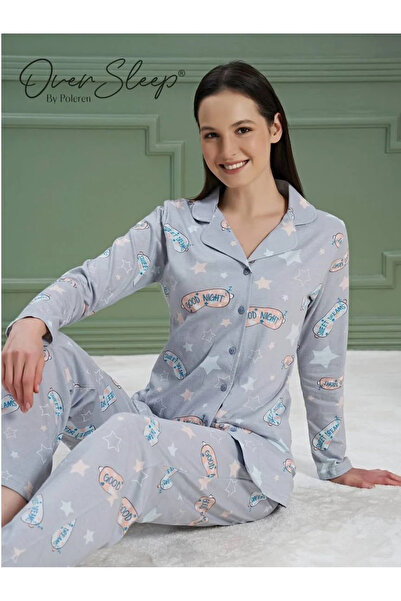 OVERSLEEP Önü Düğmeli Pijama Takımı