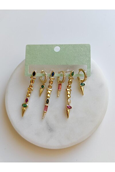 Venus Design Çelik Renkli 6lı Set Küpe