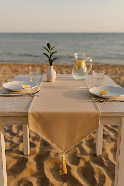 Limitless Luxury Linen Cream Runner Tablecloth Rustic Chic Tufted Decorative Table Cover 35X150 cm