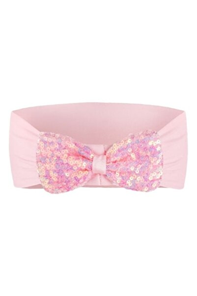 ANTBRO Bentita par pentru fete lata, elastica cu fundita roz cu paiete