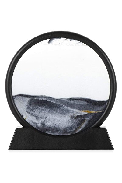 PadForce Birou decorativ cu nisip, obiect de birou, noptieră, peisaj 3D cu efect de nisip, 19 x 18 cm - Gri