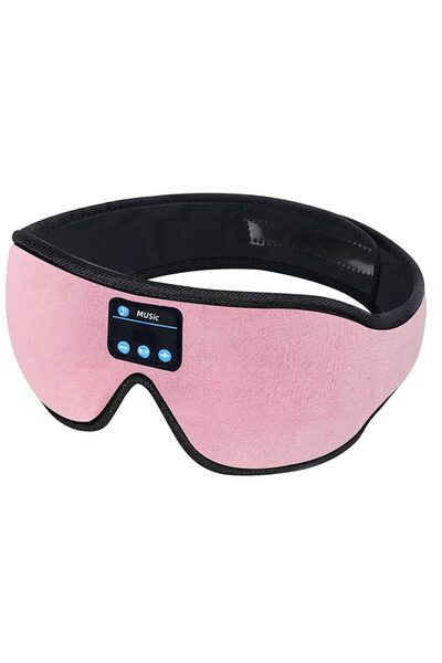 PadForce Mască de somn cu căști wireless, microfon, Bluetooth 5.0, pentru somn, călătorii, reglabilă - roz