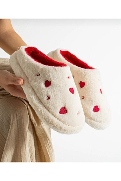 Lion Kadın Peluş Kalpli 3[SET] Ev Terliği Misafir Bohça Çeyiz Terlik