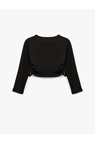 Koton Cotton Long Sleeve Crew Neck Camisole Crop T-Shirt