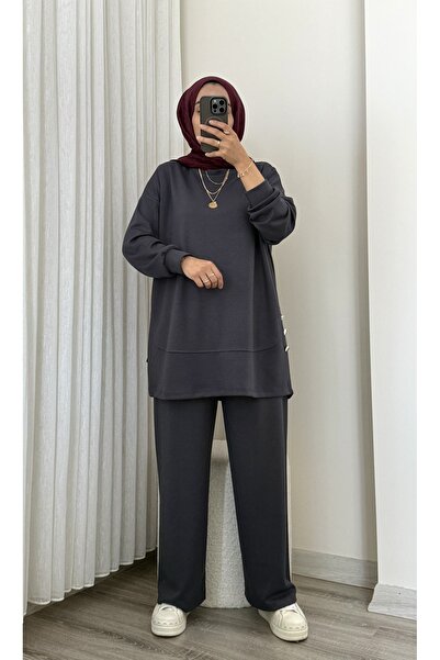 MERİÇ BOUTİQUE Günlük Şık (giy çık) Modal Kumaş Düğmeli 2li Takım