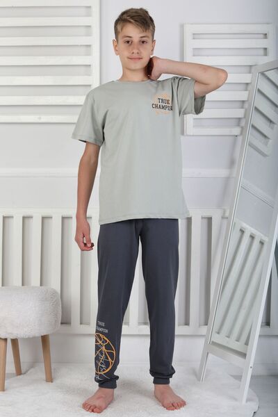 ZUZUNGA True Champion Basketball Printed Short Sleeve Boys' Pajama Set