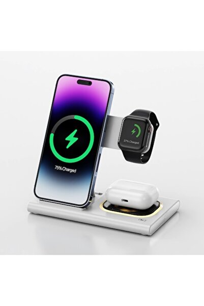 PLEMORY Încărcător wireless Plemory® 4 în 1, Qi, încărcător rapid 23W, lumină...