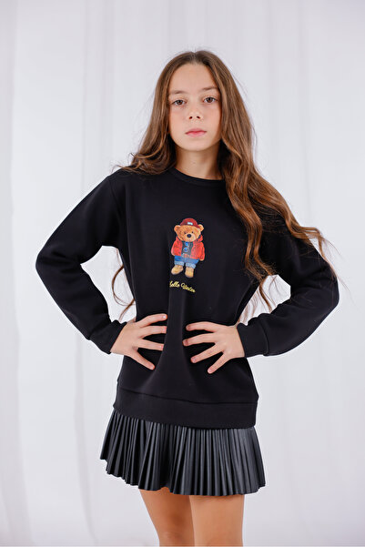 EYLÜL ELİF BUTİK Teddy Baskılı Spor Kız Elbise