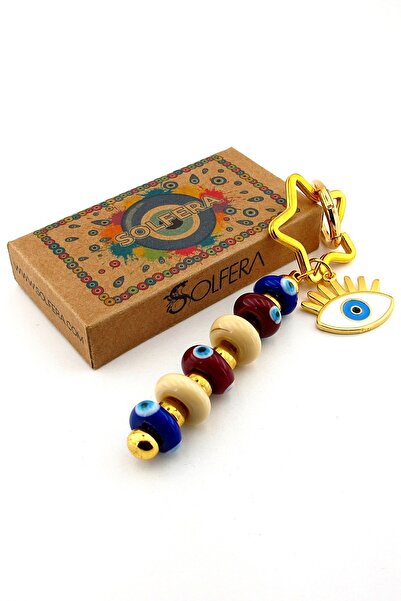 Solfera Colorful Murano Glass Evil Eye Beaded Bag Ornament Eye Charm Keychain Ky078