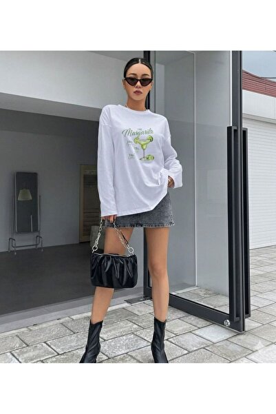 Machetta Tricou cu mânecă lungă cu imprimeu Cocktail Margarita pentru femei