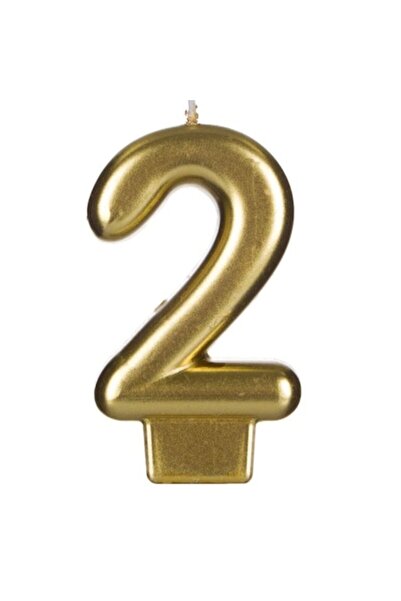 ANTBRO Birthday Candle Antbro® in Gold Color, Number 2, 8 cm