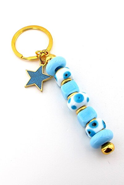 Solfera Genuine Murano Glass Evil Eye Beaded Bag Ornament Star Charm Keychain Ky065