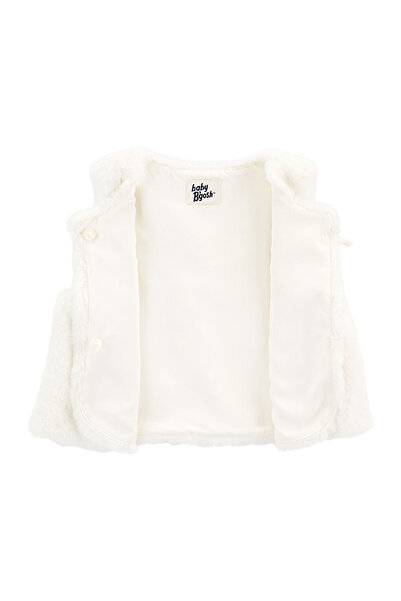 LC Waikiki Kız Bebek Pelüş Yelek Beyaz