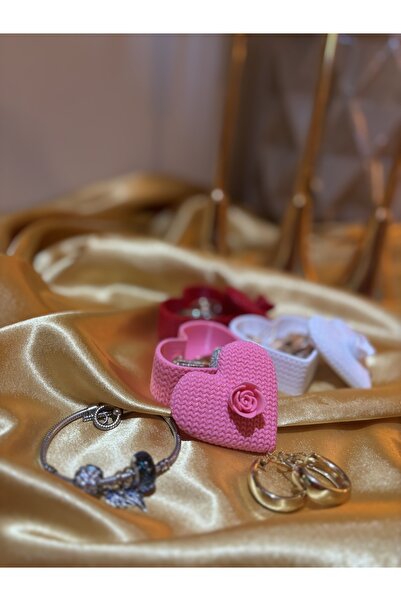 MelisArt3D Dünyası Kalpli Takı Yüzük Küpe Nikah Şekeri Hediyelik Kutusu