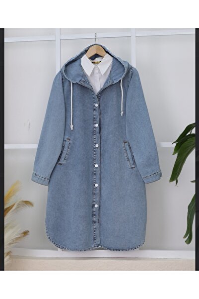 Menekşe Kapşonlu Kot Kap