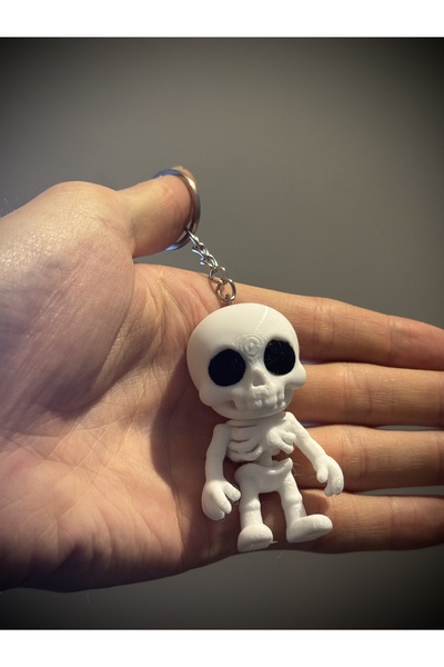 SHHOBİ Sevimli Flexi İskelet Anahtarlık ve Dikiz Aynası Süsü- Tatlı Eklemli Mini Kafatası İskelet